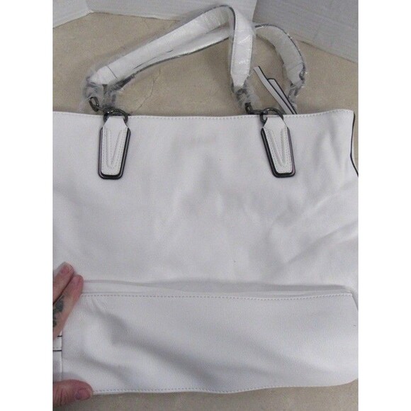 New Simply Vera Vera Wang Boswell White Basketweave Tote chiccore - Picture 6 of 6